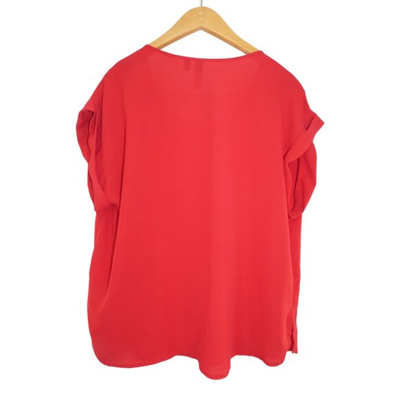 Trende Red Sequin Lips Top XL Graphic Tee Y2K Glam Rock Whimsigoth Blouse - Picture 2 of 6